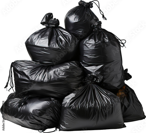 Garbage bags isolated on transparent background. PNG © Tran