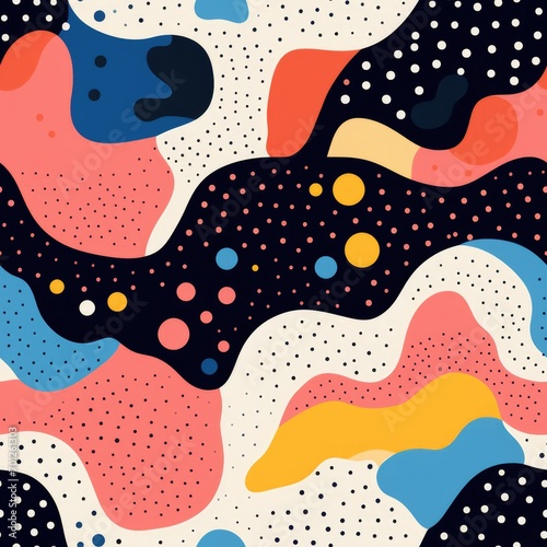 colorful wave cartoon fun pattern, ai