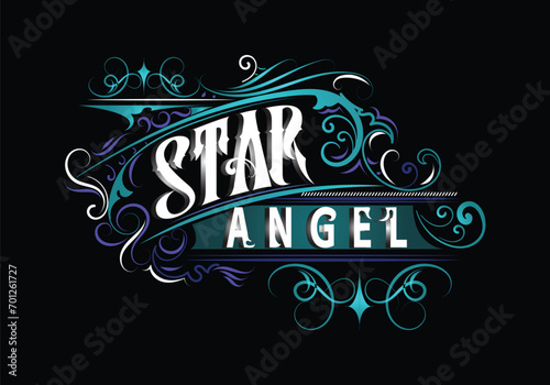 STAR ANGEL lettering custom logo design