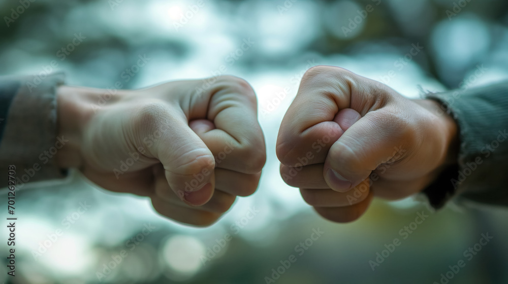 Two fists in a promise gesture. Two fists in a promise gesture.