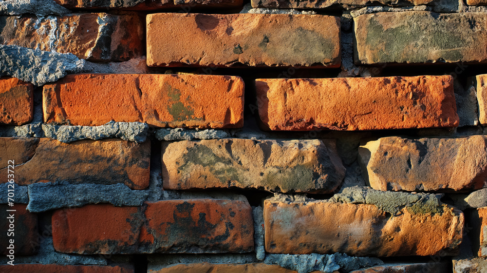 Warm sunlight on brick wall.