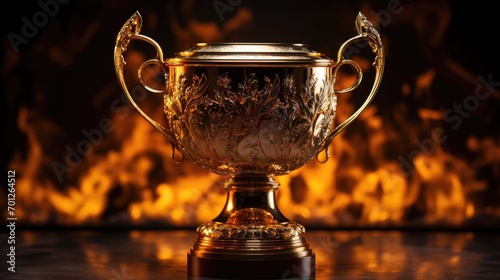 Captivating elegance: a stunning and graceful trophy cup radiating beauty and prestige, a symbol of achievement and excellence in exquisite design and timeless allure