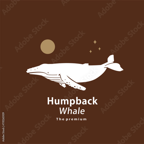 animal humpback whale natural logo vector icon silhouette retro hipster	