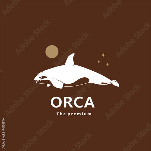 animal orca natural logo vector icon silhouette retro hipster	