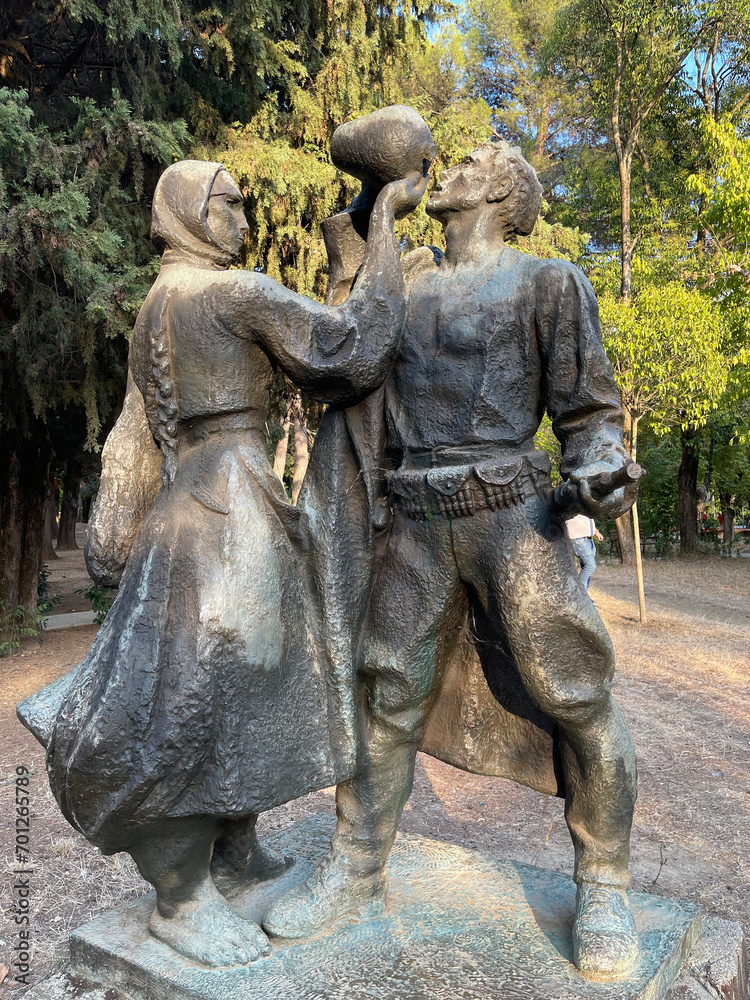 Fototapeta premium Statue in a park in Tirana, Albania