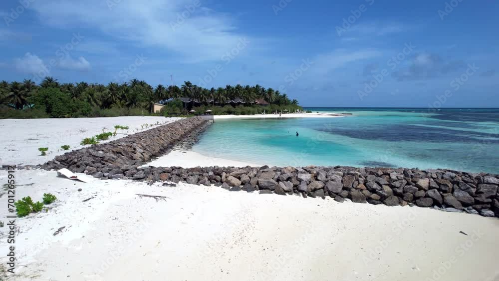 Huraa Island - Maldives - Aerial view over the beautiful sandy beach