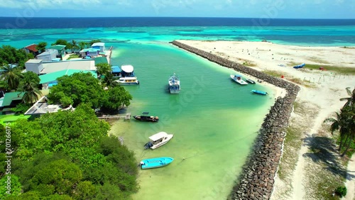 Huraa Island - Maldives - Aerial view of the harbor exit photo