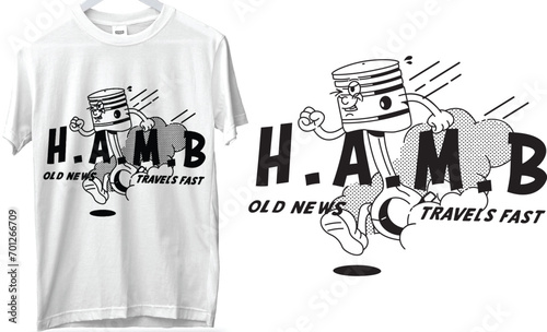 Old news travel fast cartoon vector for t shirt design, Vintage t shirt, doodle t shirt design, Mascot design.