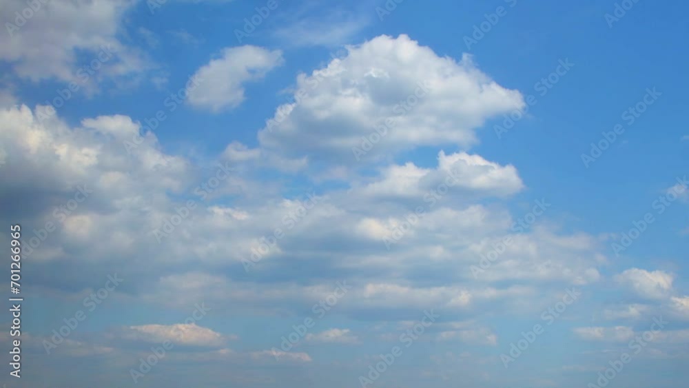 Large cumulus clouds float forward towards the camera and change their shape. The sky is covered with white clouds. Time lapse with transforming clouds. Large cumulus clouds float forward towards the camera and change their shape. The sky is covered with white clouds. Time lapse with transforming clouds.