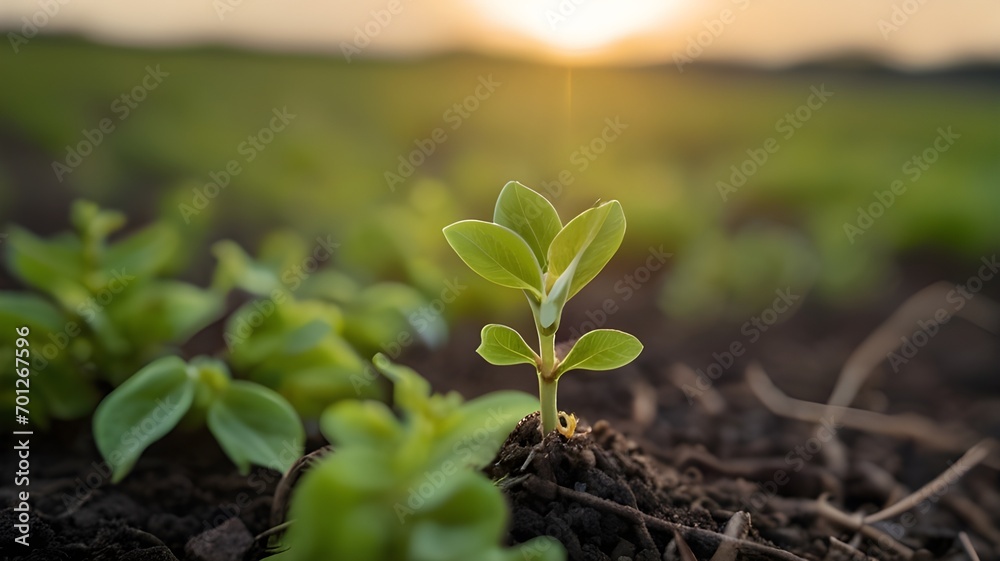 Amidst the beauty of the countryside, a young Withania plant can be seen growing in a field, exemplifying their dicotyledonous traits, Generative AI Amidst the beauty of the countryside, a young Withania plant can be seen growing in a field, exemplifying their dicotyledonous traits, Generative AI