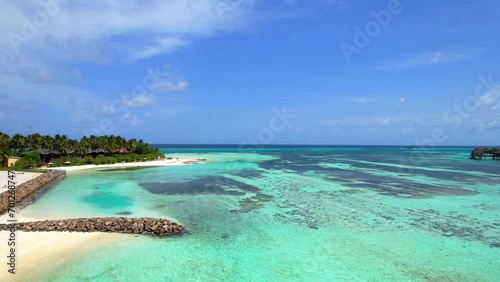 Huraa Island - Maldives - Aerial view over the beautiful sandy beach photo