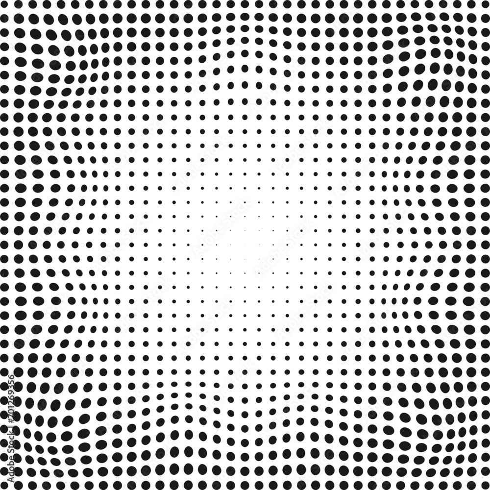 Distorted Wavy Halftone Dot Circle Pattern