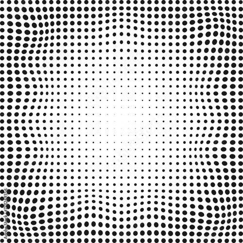 Distorted Wavy Halftone Dot Circle Pattern