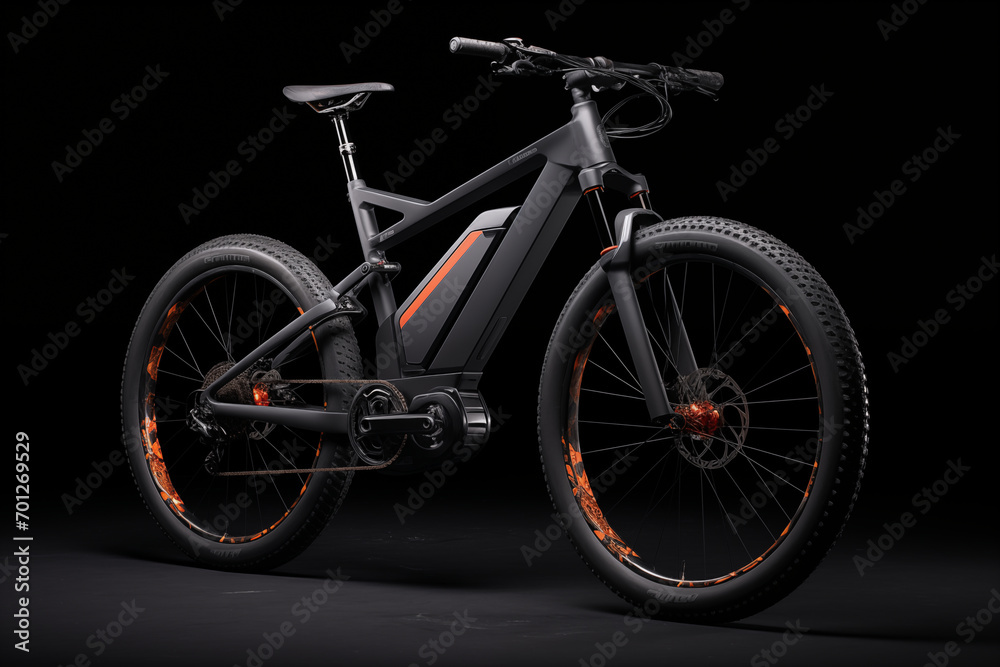 Bicycle on a black. AI generated.