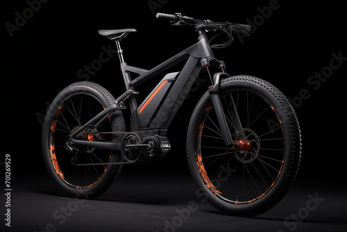 Bicycle on a black. AI generated.