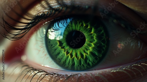 Human green eye close up  photo