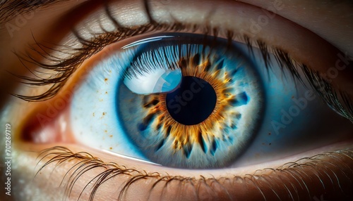 Closeup of Human Eye - Beautiful Iris and Patterns - Biology - Concept of Eye Laser Surgery - LASIK - Eye Medicial Procedure photo