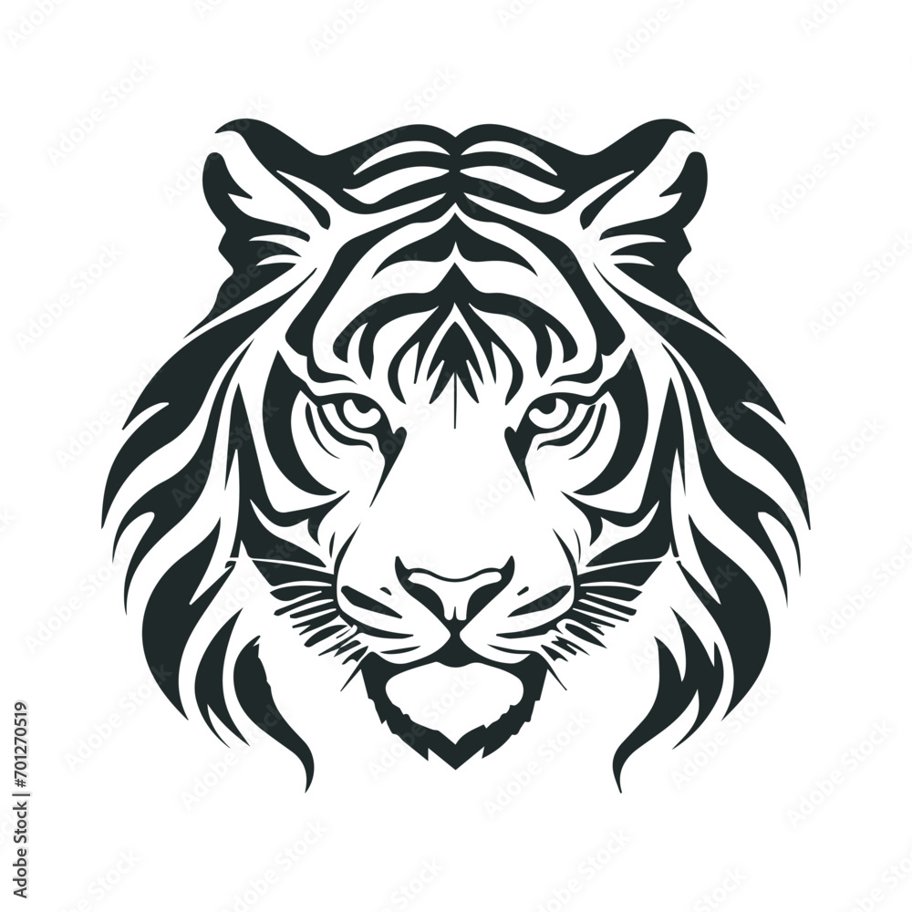 black and white logo mascot tiger head