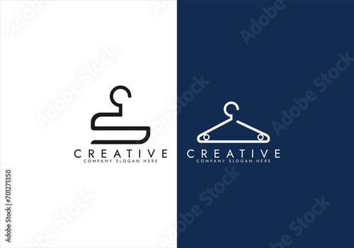 Simple clothes hanger logo design and boutique logo with creative ideas