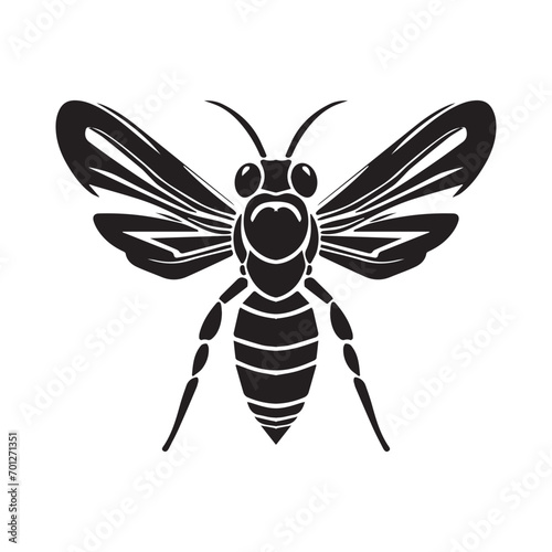 illustration logo of a bee hornet black and white