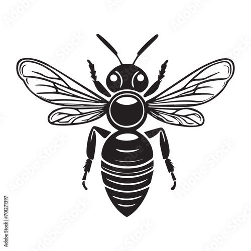 illustration logo of a bee hornet black and white © Rizaldy