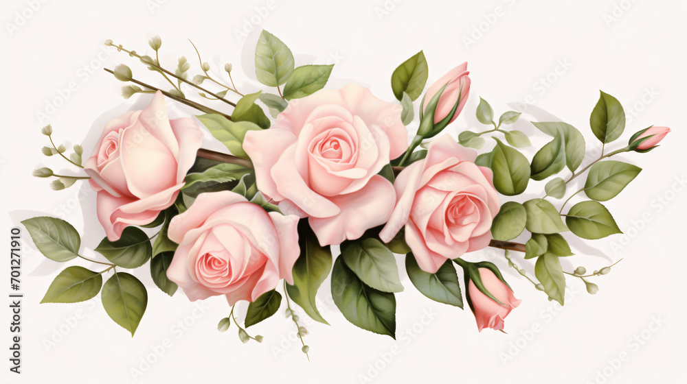 Rose bouquet for weddings on blank background