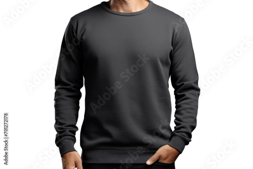 Charcoal Cotton Sweater Isolated On Transparent Background
