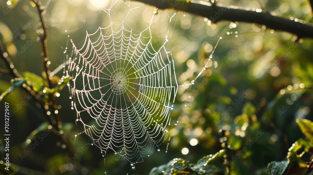 custom made wallpaper toronto digitalDew-kissed spider web texture with intricate patterns and morning light.