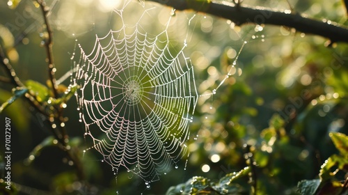 Wallpaper Mural Dew-kissed spider web texture with intricate patterns and morning light. Torontodigital.ca