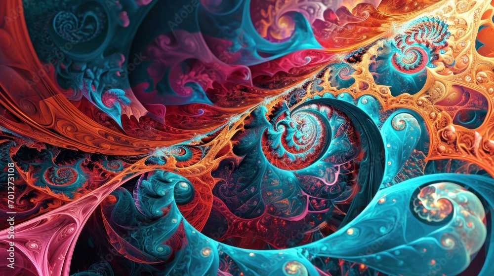 Fractal art texture with abstract patterns and vivid digital colors.