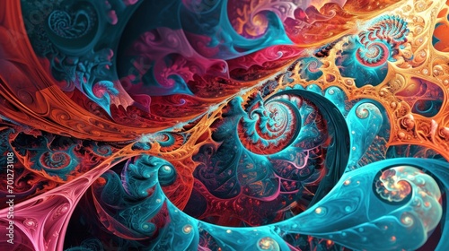 Fractal art texture with abstract patterns and vivid digital colors.