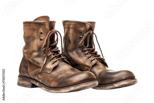 Leather Ankle Boots Isolated On Transparent Background