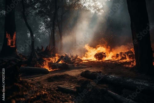 A blazing inferno ravages the woods. Generative AI