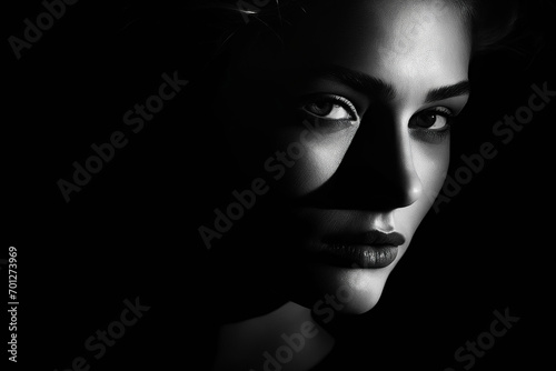 Woman with black background and black background.
