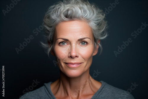 middle aged woman after her beauty treatment