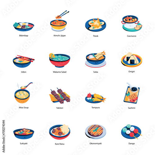Pack of 16 Classic Dishes Flat Icons 

