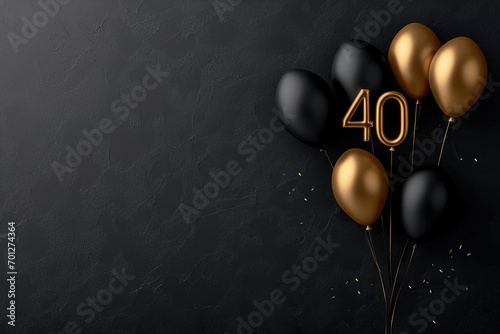 Elegant 40th Celebration with Gold and Black Balloons photo