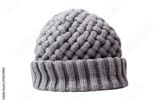 Grey Knit Beanie Isolated On Transparent Background