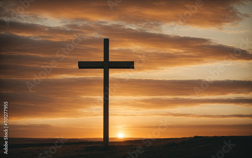 Holy cross at sunset or sunrise