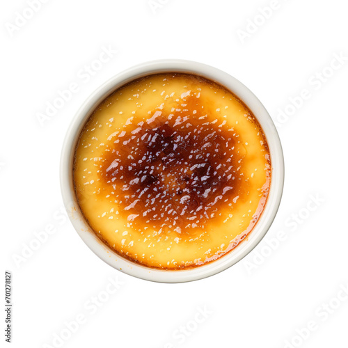 Creme brulee top view isolated on transparent background Remove png, Clipping Path, pen tool photo