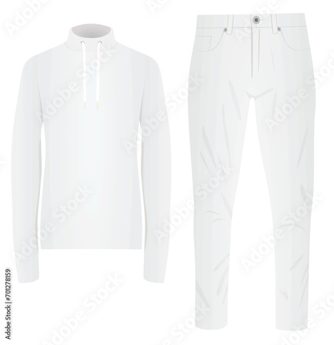 Cowl neck jumper and pants. vector illustration
