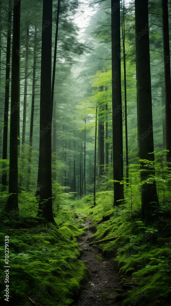 Obraz premium View Rainforest Background for International Day of Forests. The mystical nature of the rainforest