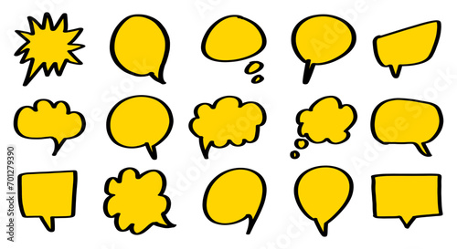 hand drawn comic style speech bubble message boxes collection 