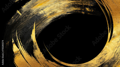 dynamic gold and black brush strokes on abstract canvas art