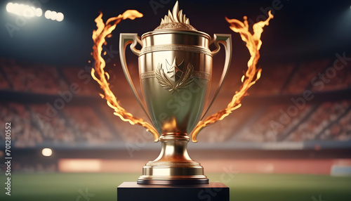 A fiery sports trophy for champions and winners.