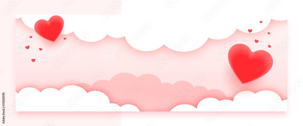lovely valentines day wishes banner with papercut clouds design lovely valentines day wishes banner with papercut clouds design