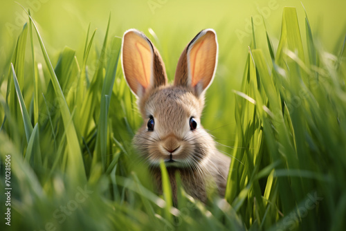 Cute bunny in tall grass