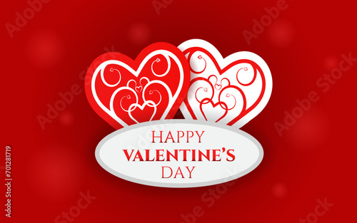 Happy Valentine's Day Poster or Banner Card Design. Holiday banner, web poster, flyer, stylish brochure, greeting card, cover. Romantic background