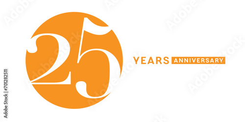 25 years anniversary vector icon, logo. Isolated elegant design with number