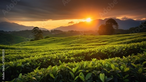 Golden Hour Scenery of the Tea Plantation